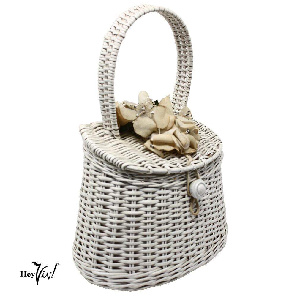 Vintage 60s It's In The Bag Ritter White Basket Purse Japan Top Handle - Hey Viv